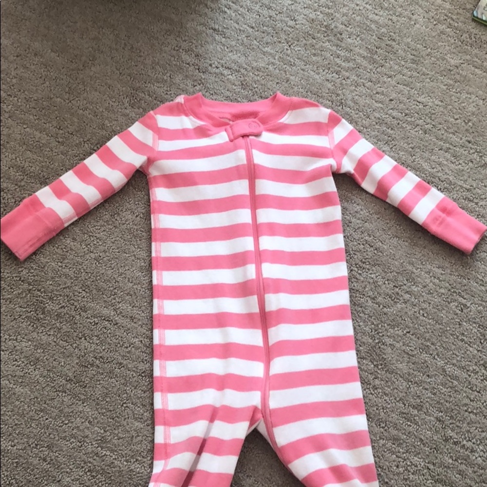 Hanna Andersson Pink Zip Striped Pajamas-Like New!